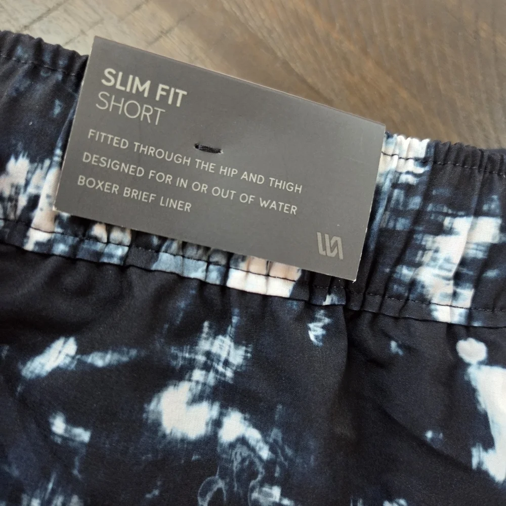 Men's VRST M Medium 5" Slim Fit Resort Shorts Swim Trunks - Indigo Craft Tie Dye - Picture 12 of 15